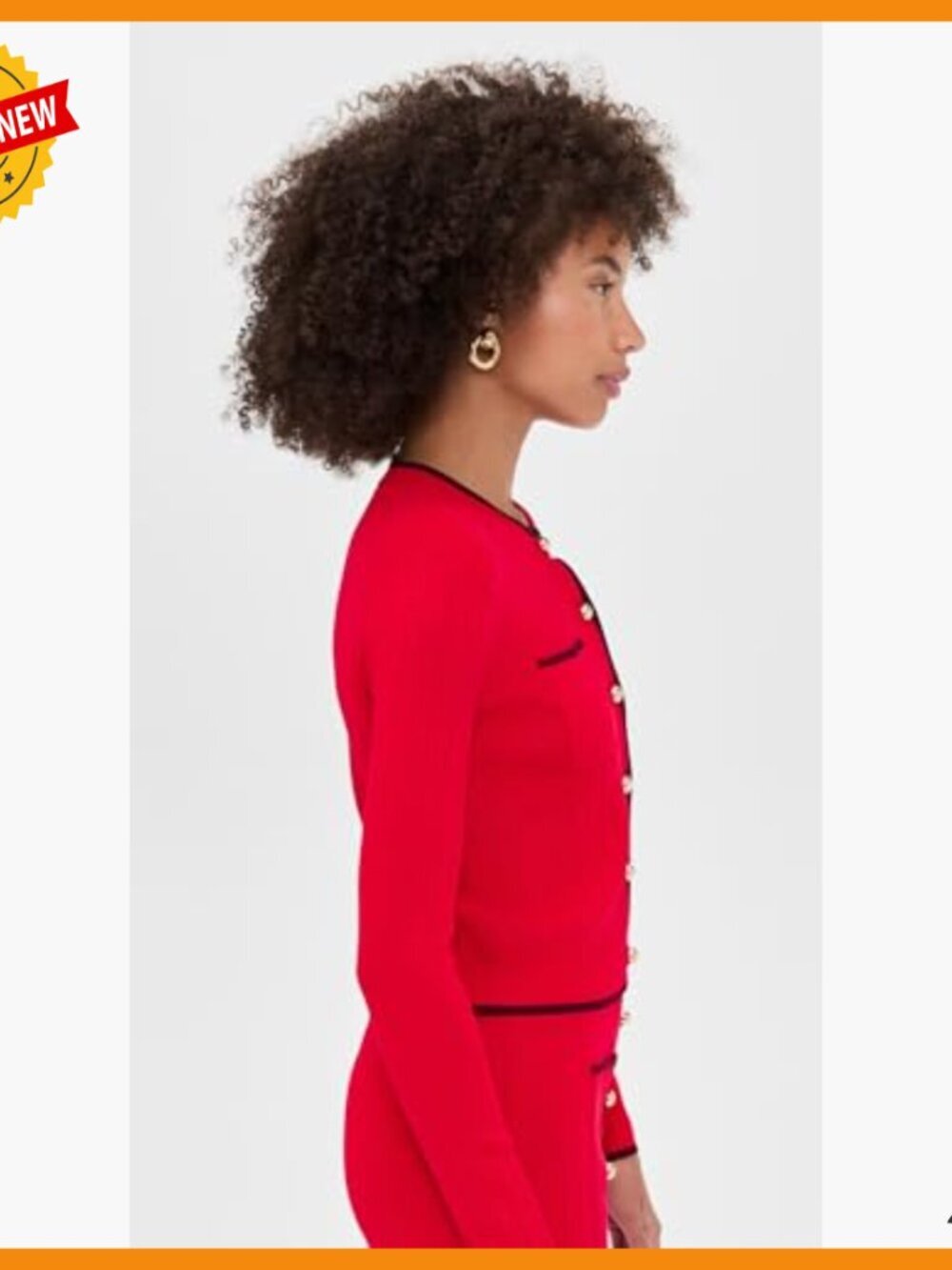 Lightweight Stretch Knit Cardigan with Patch Pocket, Crew Neck - Picture 3 of 6